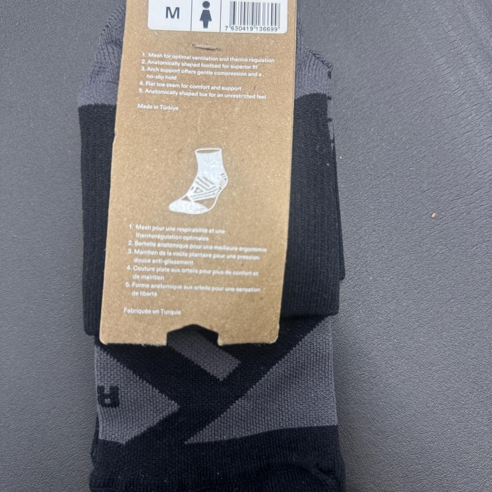 ON Performance Mid Stretch-jersey Socks Black And Grey Sz M - Picture 8 of 10